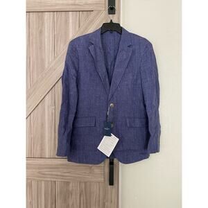 NWT Hackett London Mens heather blue sports coat 38R linen